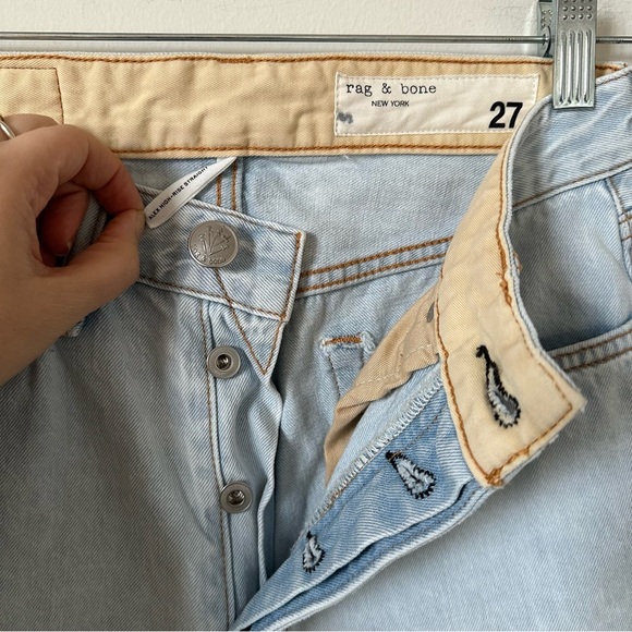 Rag & Bone Alex High-Rise Straight Leg Jeans in Primrose With Holes Size 27 - Picture 6 of 7